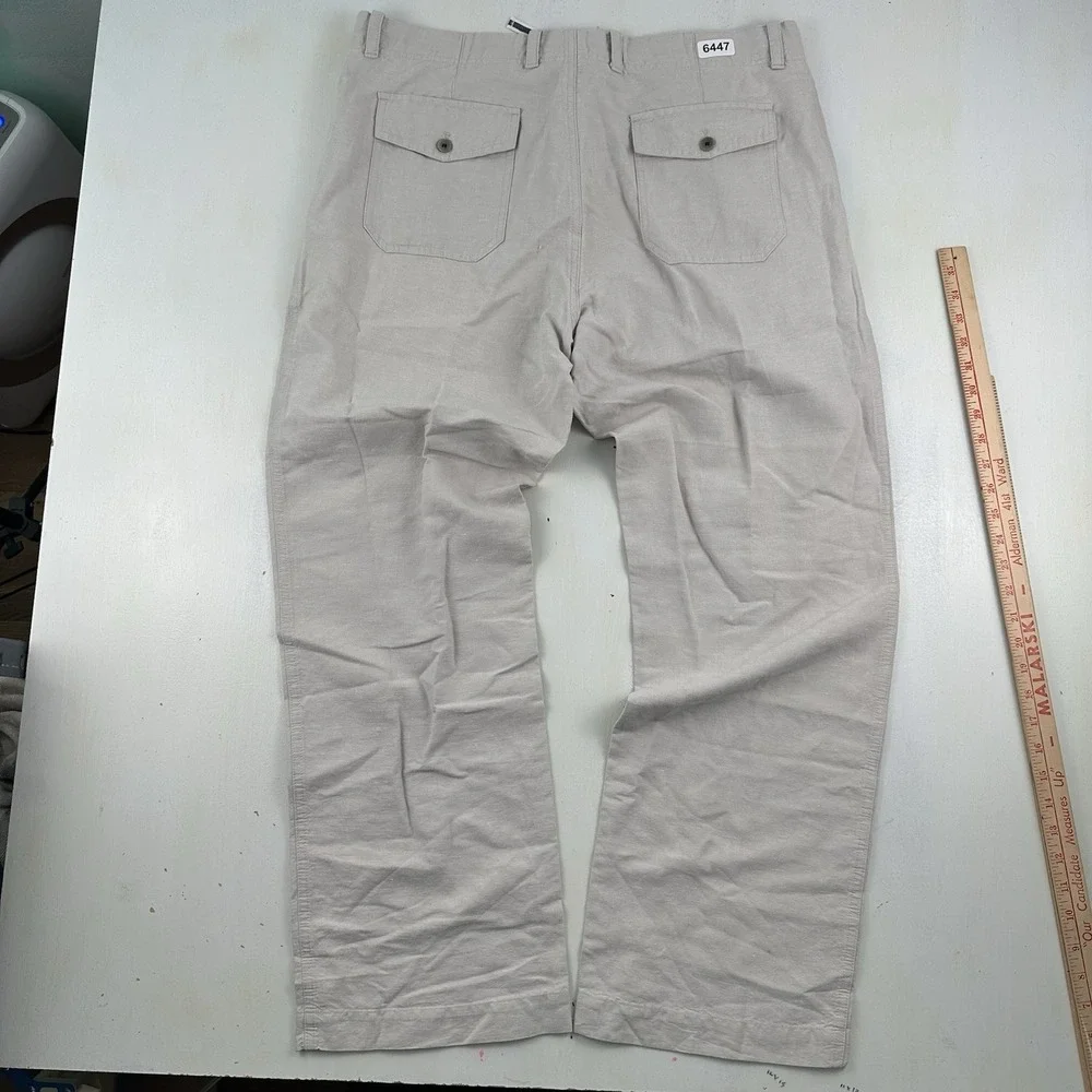 Y2K Banana Republic Linen Cotton Relaxed Pants Men 36x32 Lightweight Tan‎ Loose
